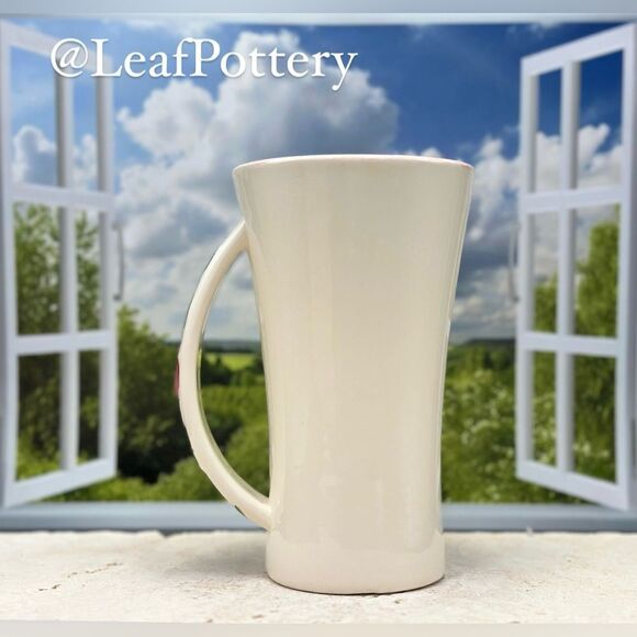 Vintage Handcrafted Rose Floral White/Pink/Green Ceramic Mug Vase - Picture 4 of 8